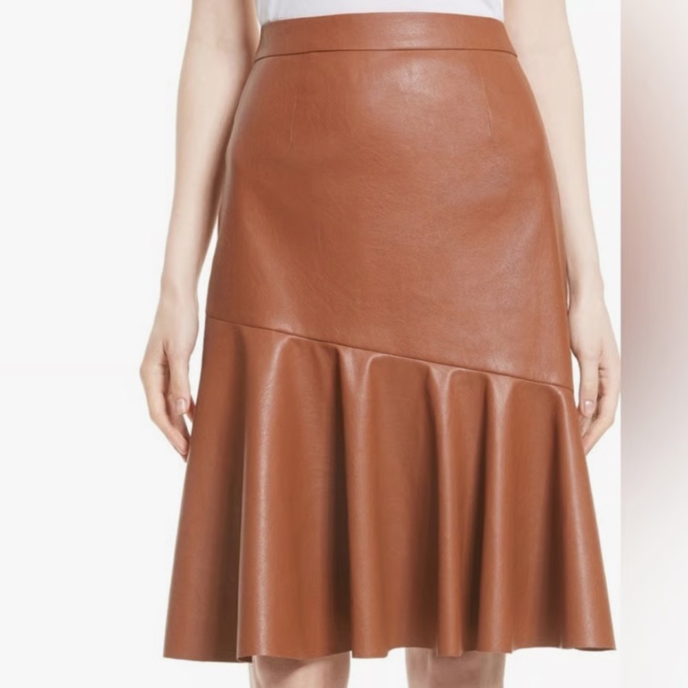 Rebecca Taylor Cognac Faux Leather Skirt Sz 2